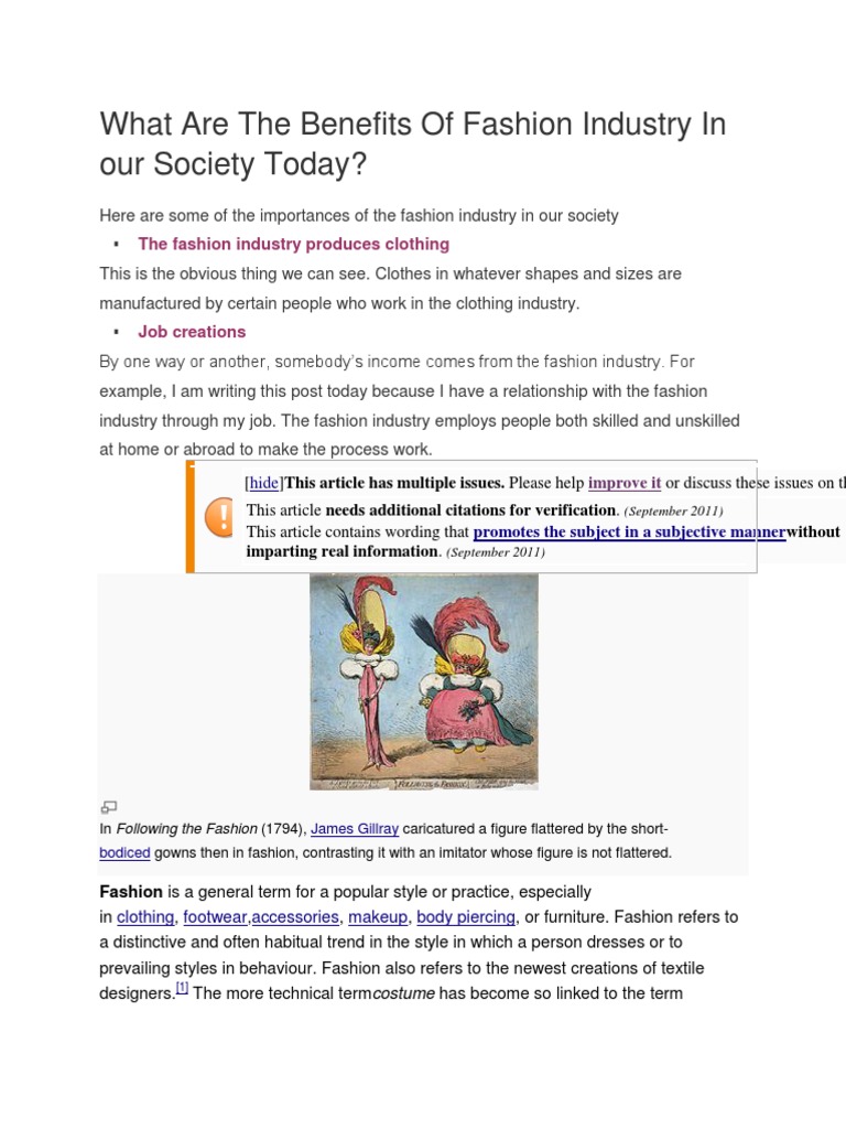 What Are the Benefits of Fashion Industry in Our Society Today