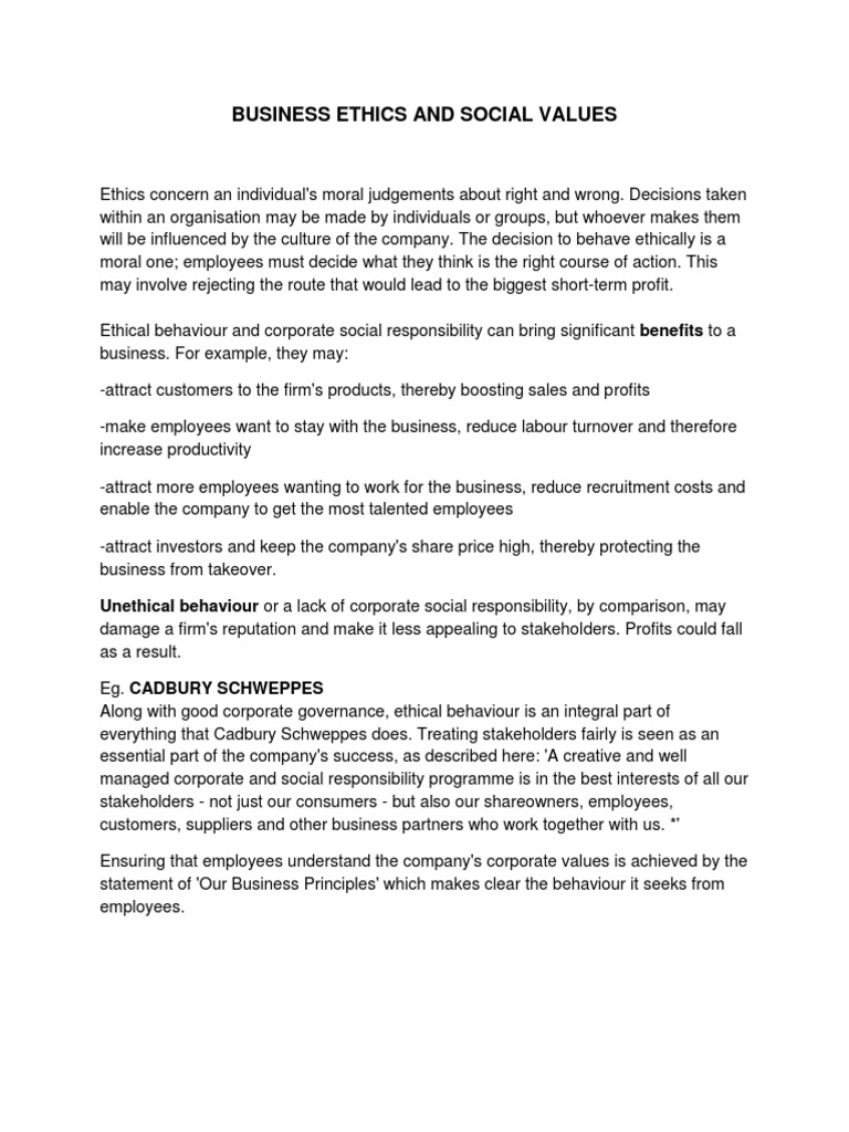 Business Ethics and Social Values Explained | PDF | Business Ethics ...