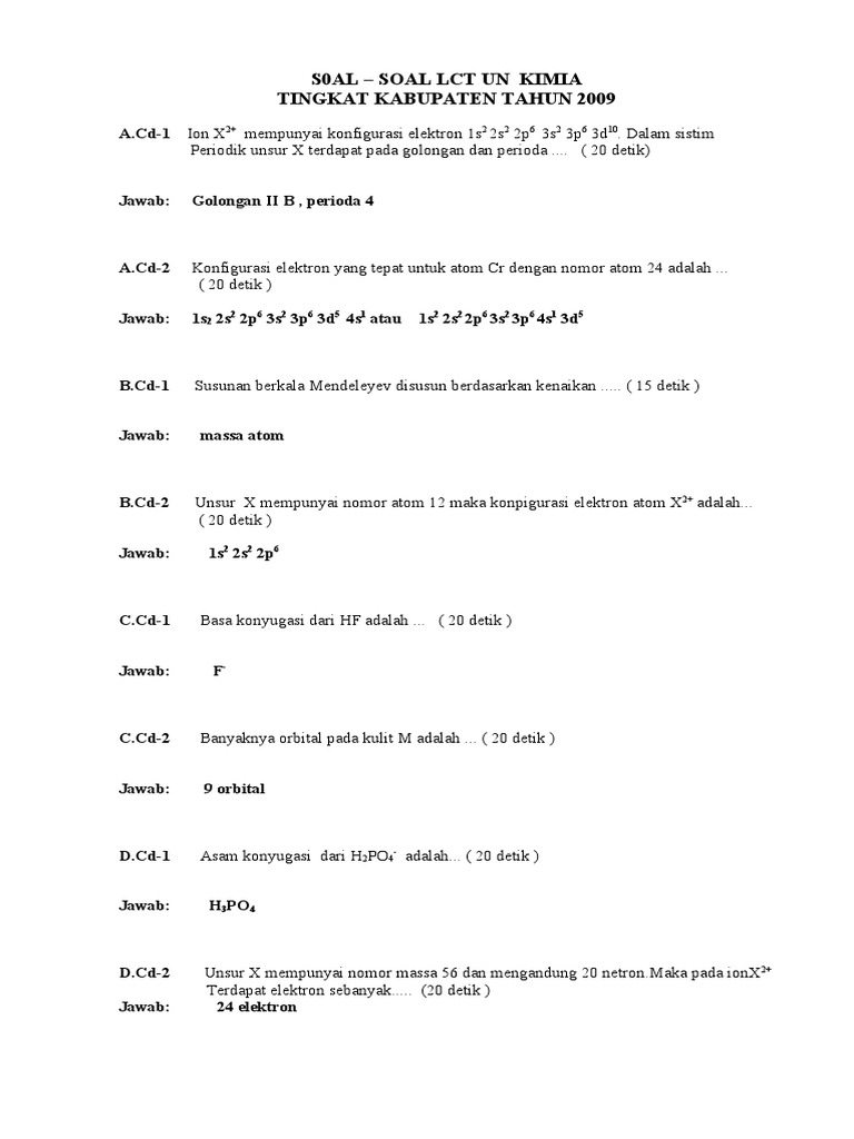 Soal Lcc Kimia 20082009