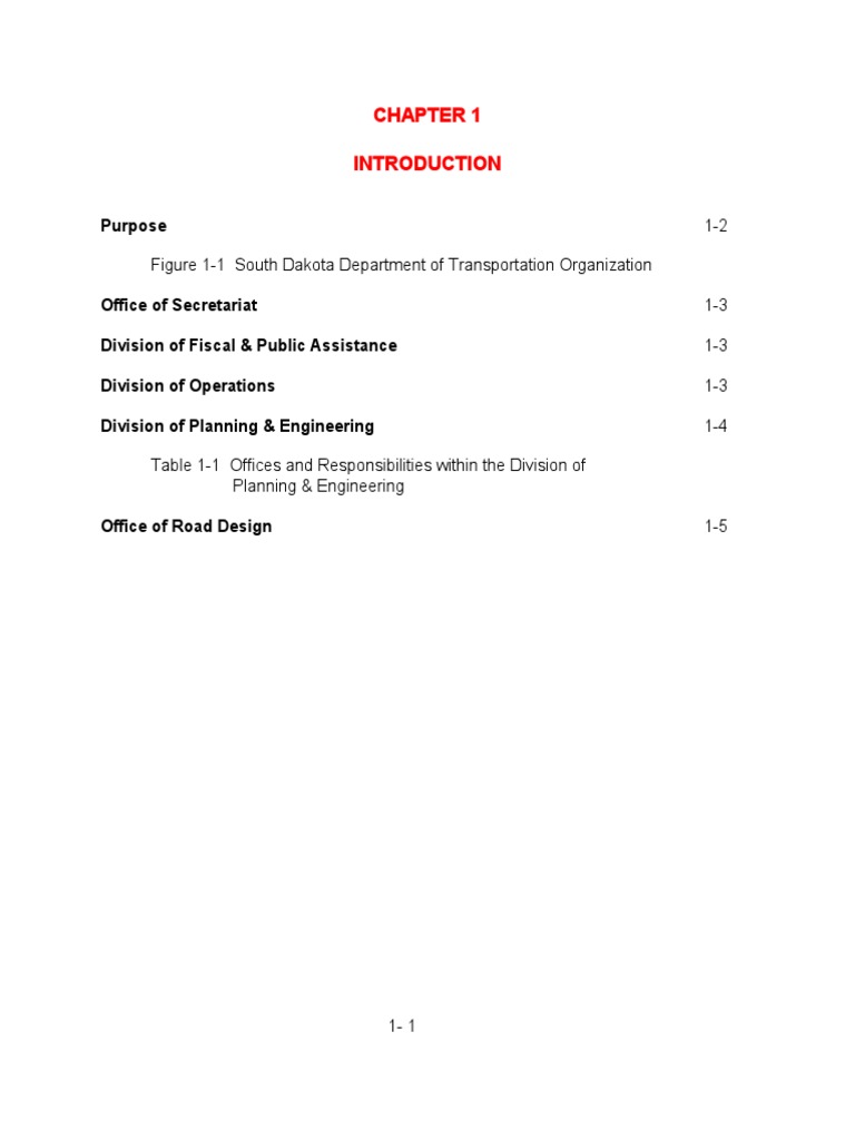 CHAPTER 1 IntroductionRoad Design Manual PDF Surveying Road