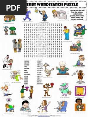 Action Verbs 1 Vocabulary Worksheet Wordsearch Puzzle Pdf Word Search Linguistics