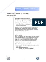 Word 2003: Table of Contents: Learning Guide