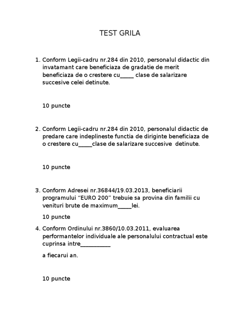 Test Grila | PDF