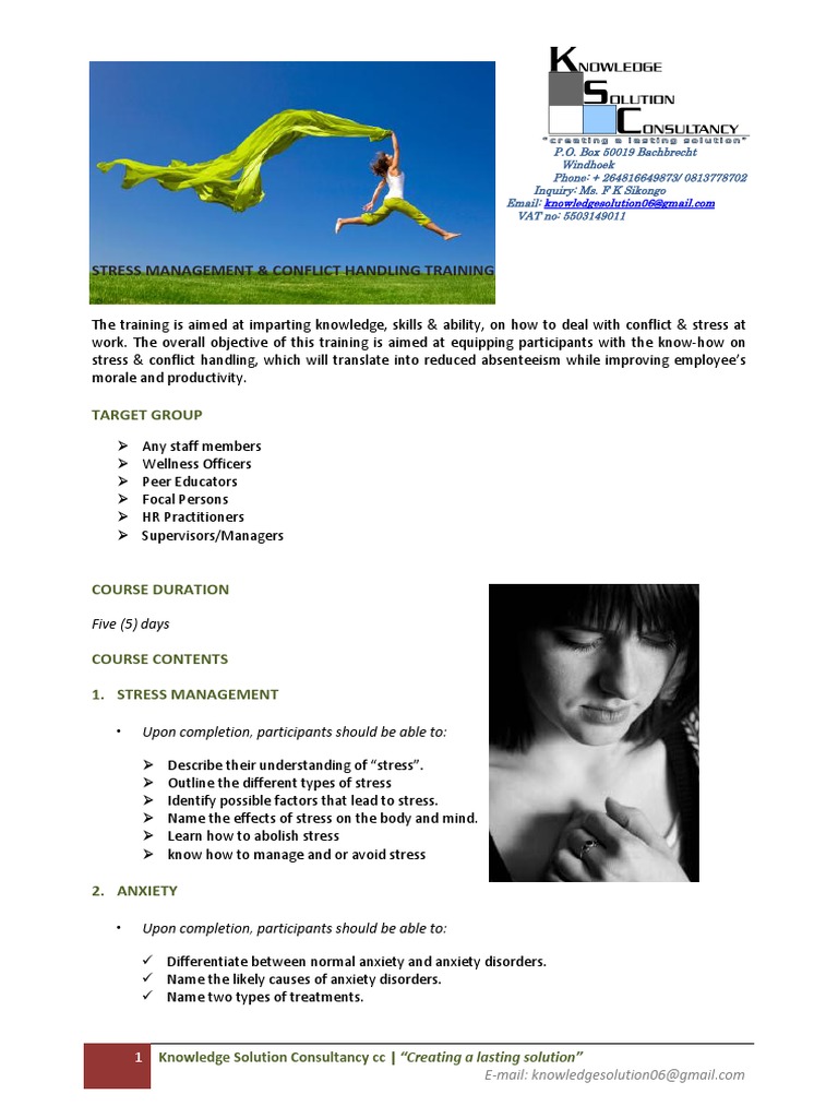 Stress management workshop objectives picture