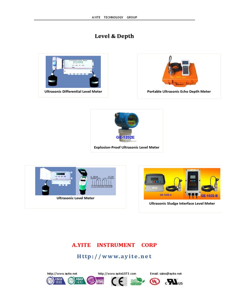 Ultrasonic Level Meters and Sensors | PDF | Ultrasound | Switch