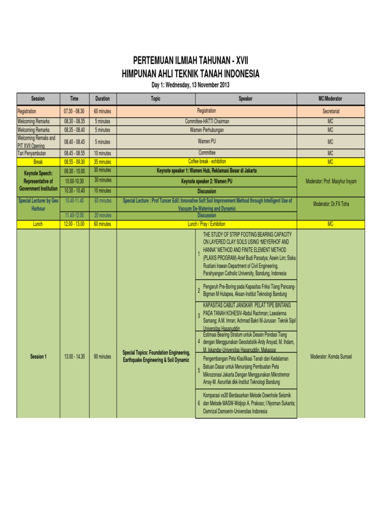 2013 PIT Schedule PDF Geotechnical Engineering Civil Engineering