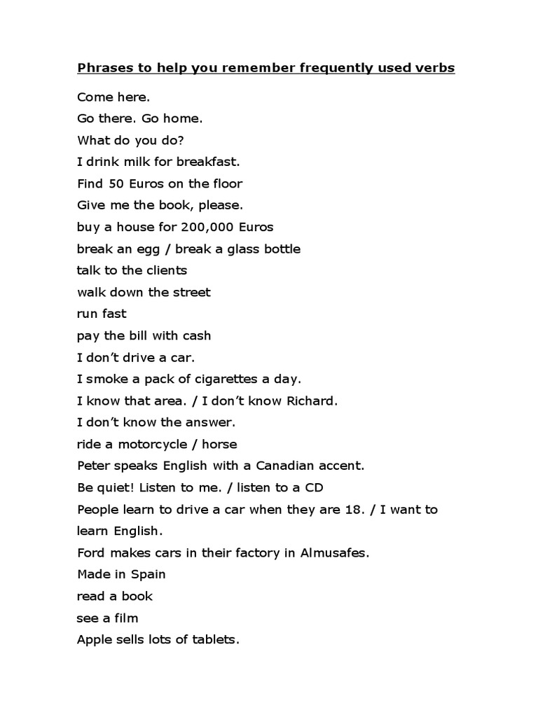 Sentences With Verbs To Translate | PDF
