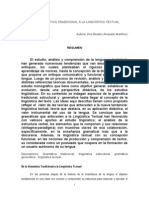 De La Gramática Tradicional A La Lingüística Textual