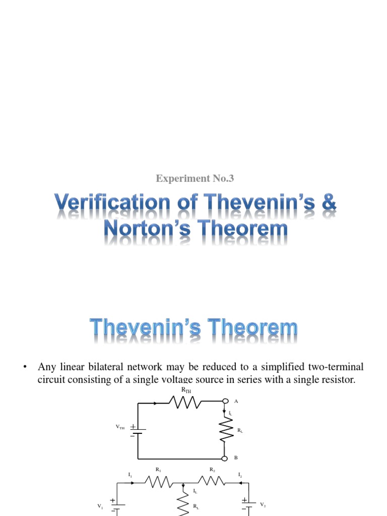 Verification of Thevenin’s & Norton’s Theorem | Electrical Network ...