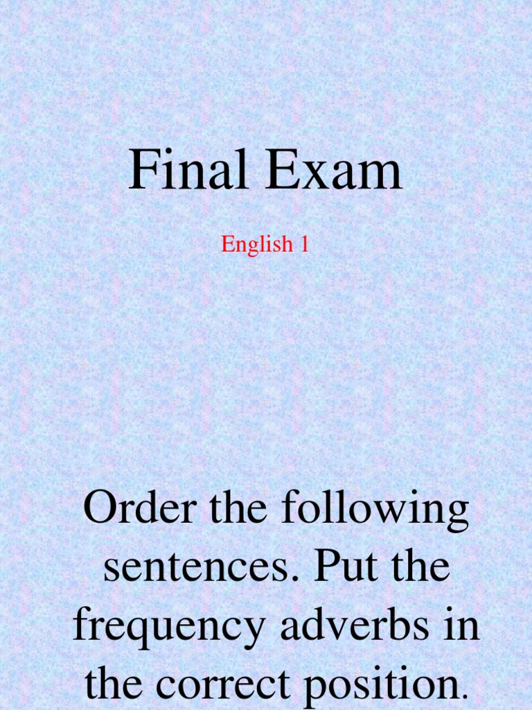Final Exam: English 1 | PDF