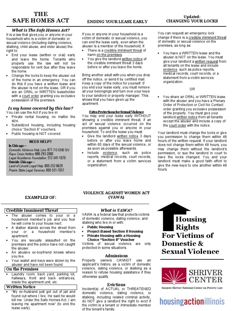 Safe Homes Act Brochure Lease Leasehold Estate