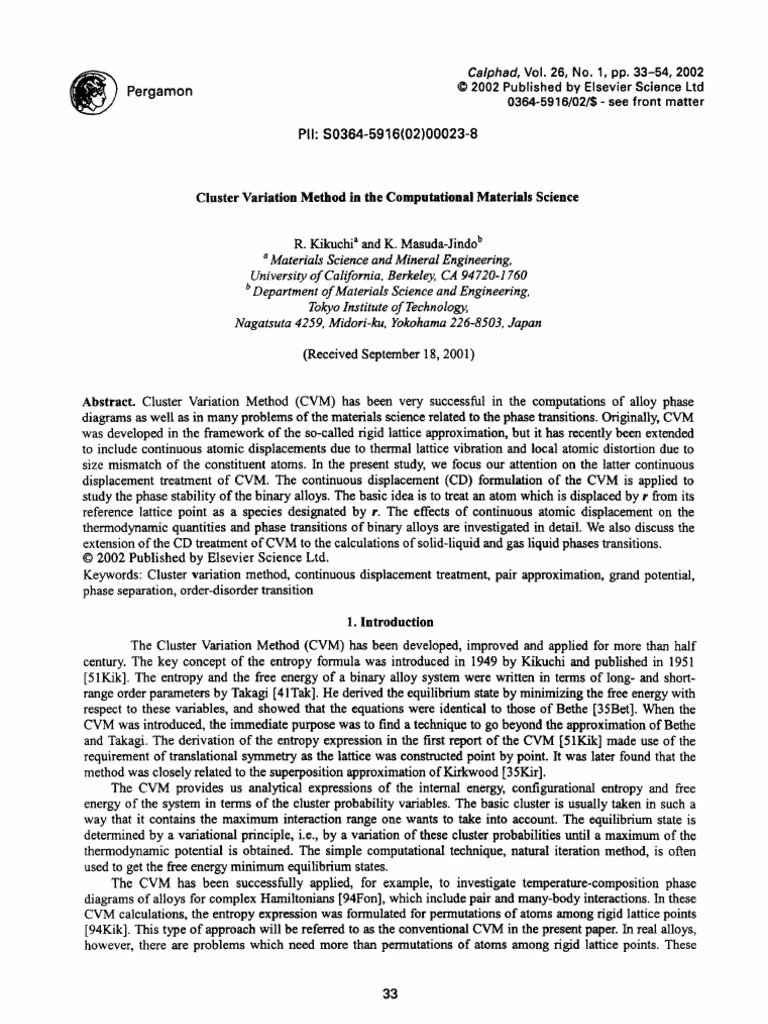 Cluster Variation Method in The Computational Materials Science | PDF ...