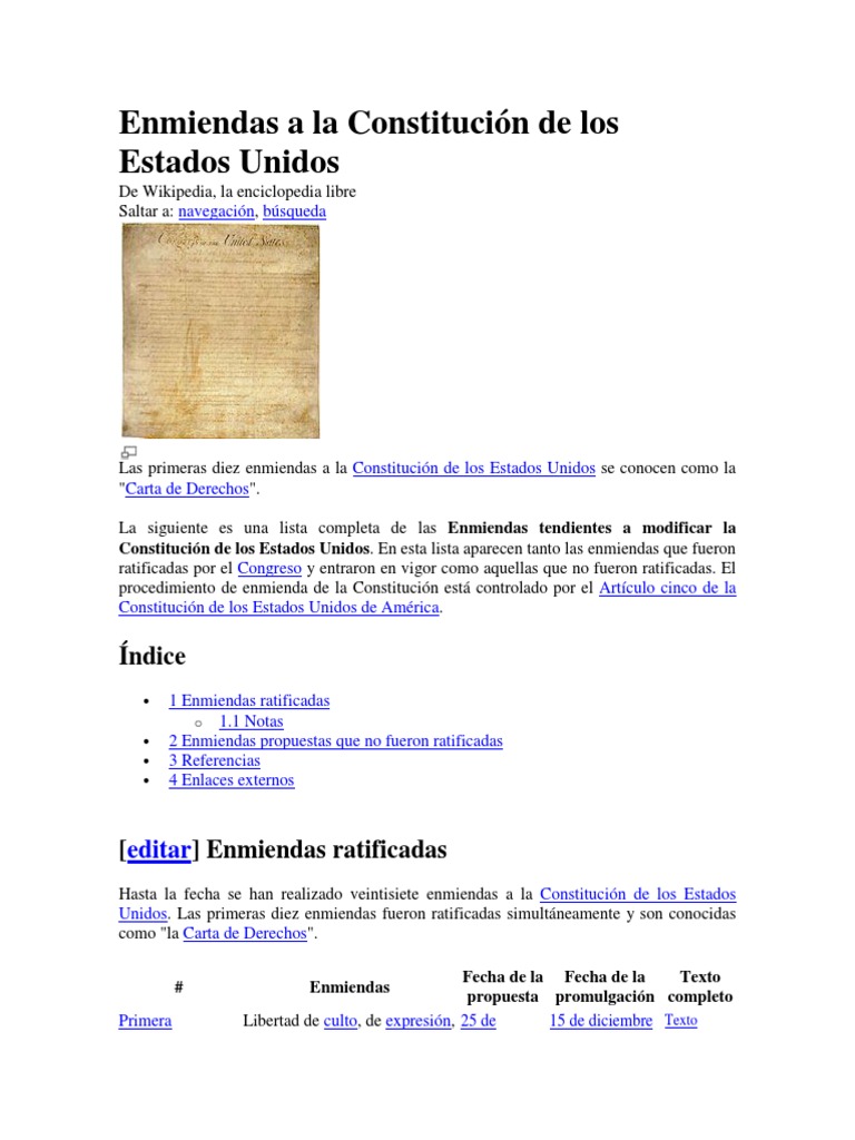 Enmiendas a la Constitución de EE. UU. | PDF | Declaración de derechos ...