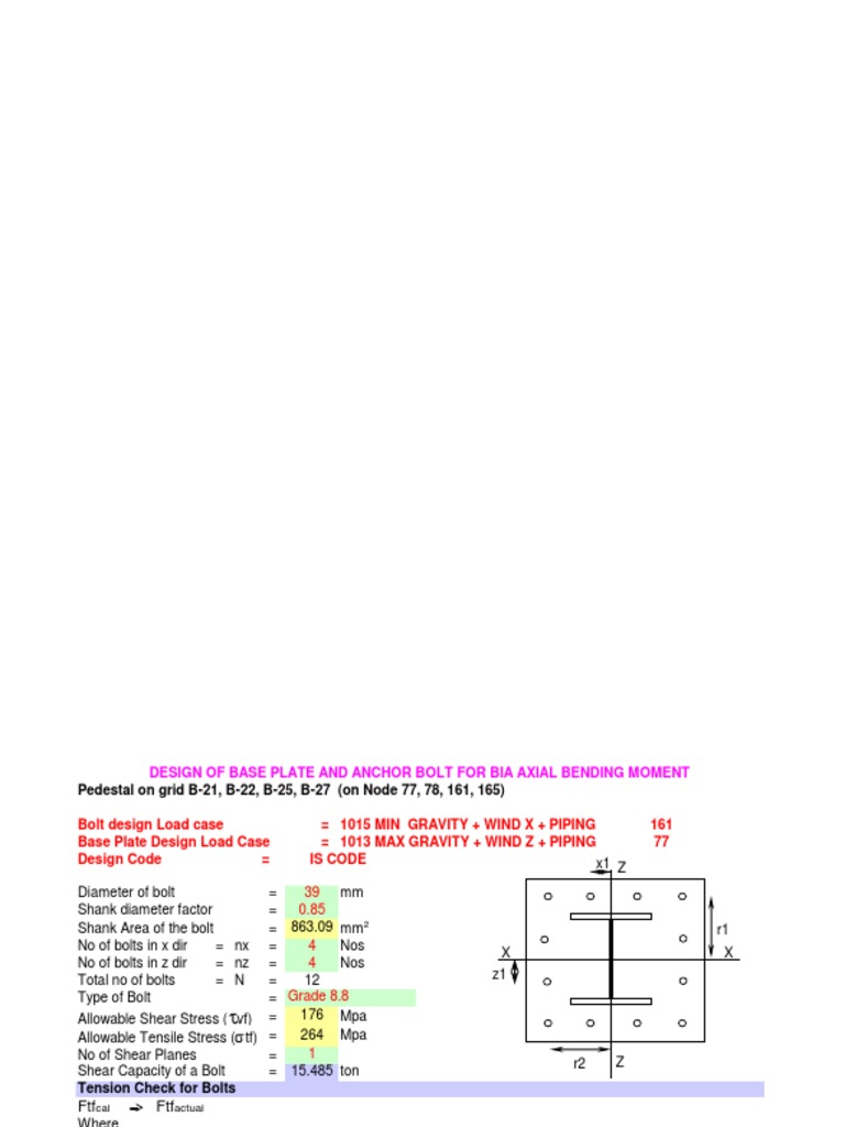 Design of Base Plate Anchor Bolt Title | PDF | Screw | Stress (Mechanics)