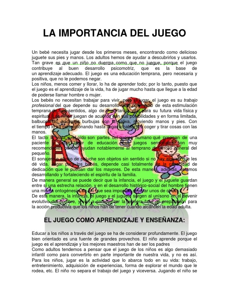 Importancia del Juego en la Infancia | PDF | Adultos | Infancia