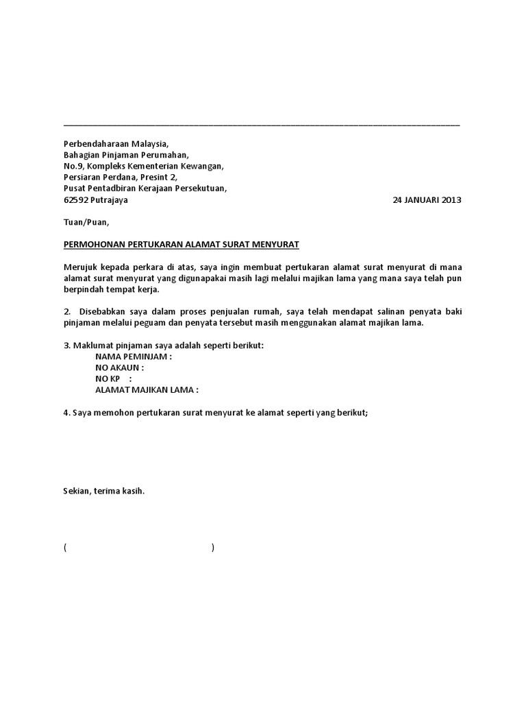 Surat Pertukaran Alamat Bpp