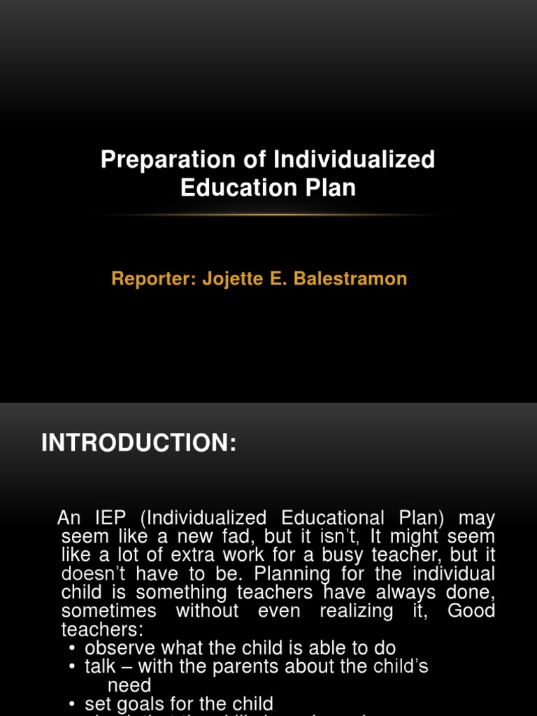 IEP Preparation Guide by Jojette E. Balestramon | PDF | Individualized ...