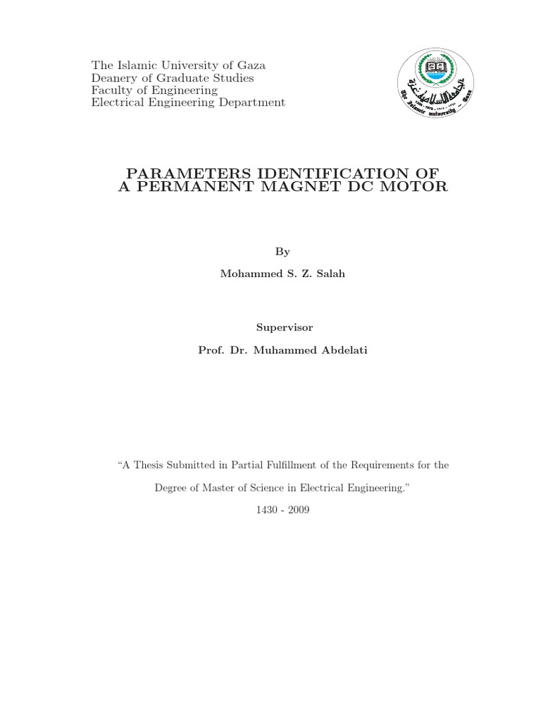 Parameters Identification of A Permanent Magnet DC Motor | PDF ...