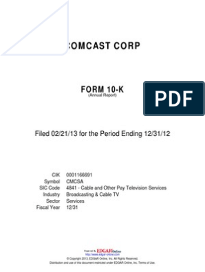 Comcast 10 K, PDF, Video On Demand