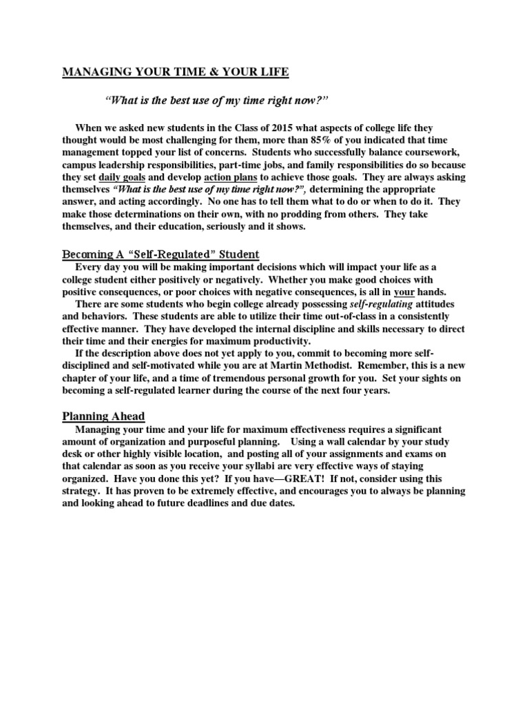 Effective Time Management for Students | PDF | Procrastination ...