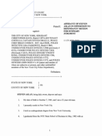 Affidavit For Summary Judgment Motion For Plaintiff in Civil Rights Case Against The New York City Police Department.