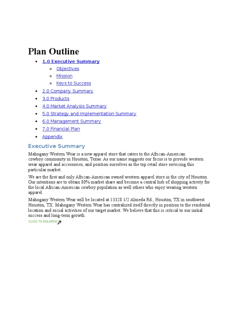 Apparel Business Plan Retail Business