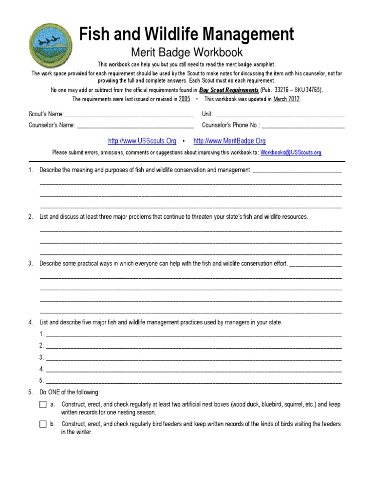 Fish and Wildlife Management Workbook | PDF | Boy Scouts Of America ...