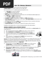 Unit 12 - Ordinal Numbers and Exercise