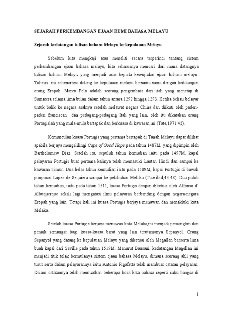 Sejarah Dan Sistem Ejaan Bahasa Melayu Pdf
