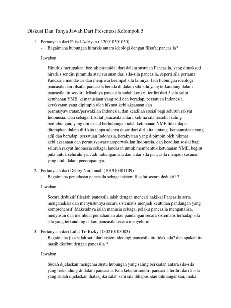 Diskusi Dan Tanya Jawab Dari Presentasi Kelompok 5