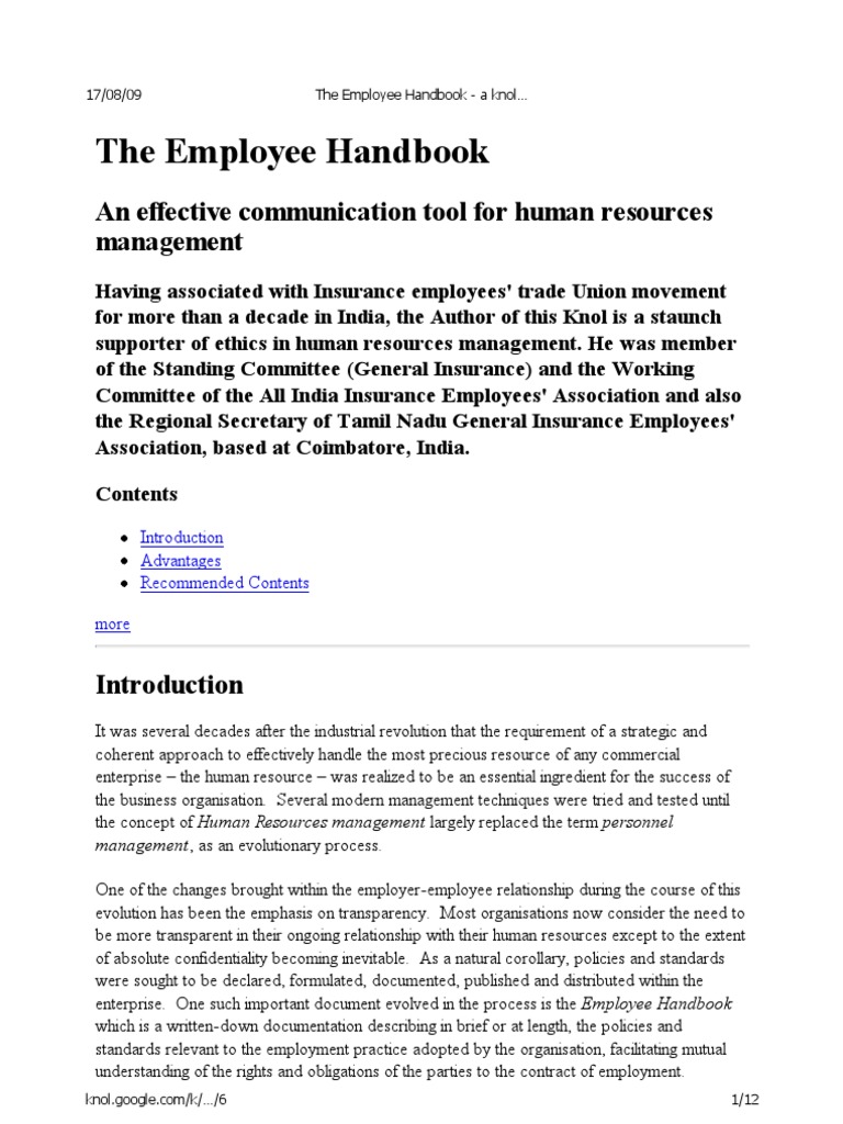 Employee Handbook Overview and Benefits | PDF | Employee Benefits ...