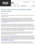 Fifty Years After the March on Washington, Equality Remains a Dream