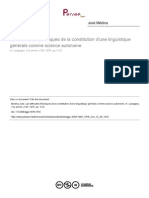 Médina José. Les difficultés théoriques de la constitution d'une linguistique générale comme science autonome. In Langages,