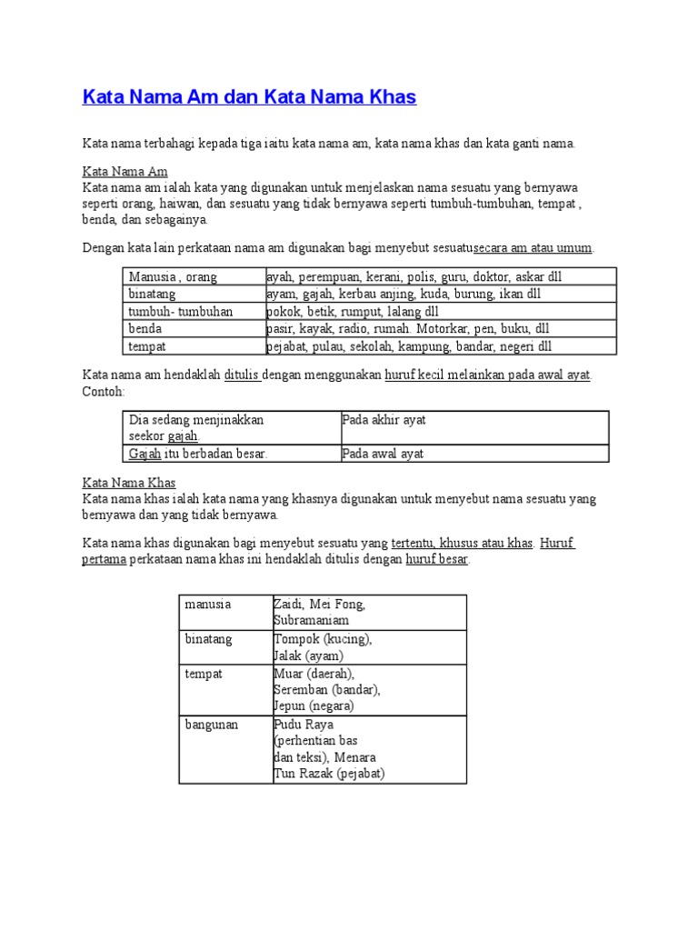 Kata Nama Am Dan Kata Nama Khas  PDF