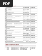 Canon Parts List