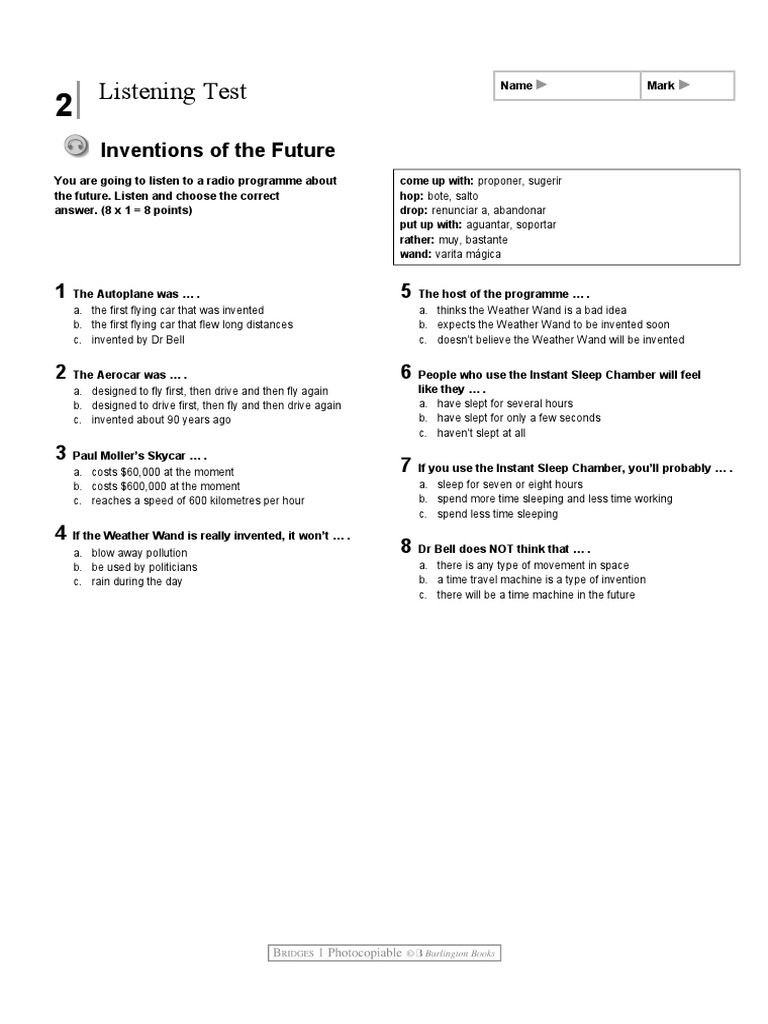 Listening Test: Inventions of The Future | PDF