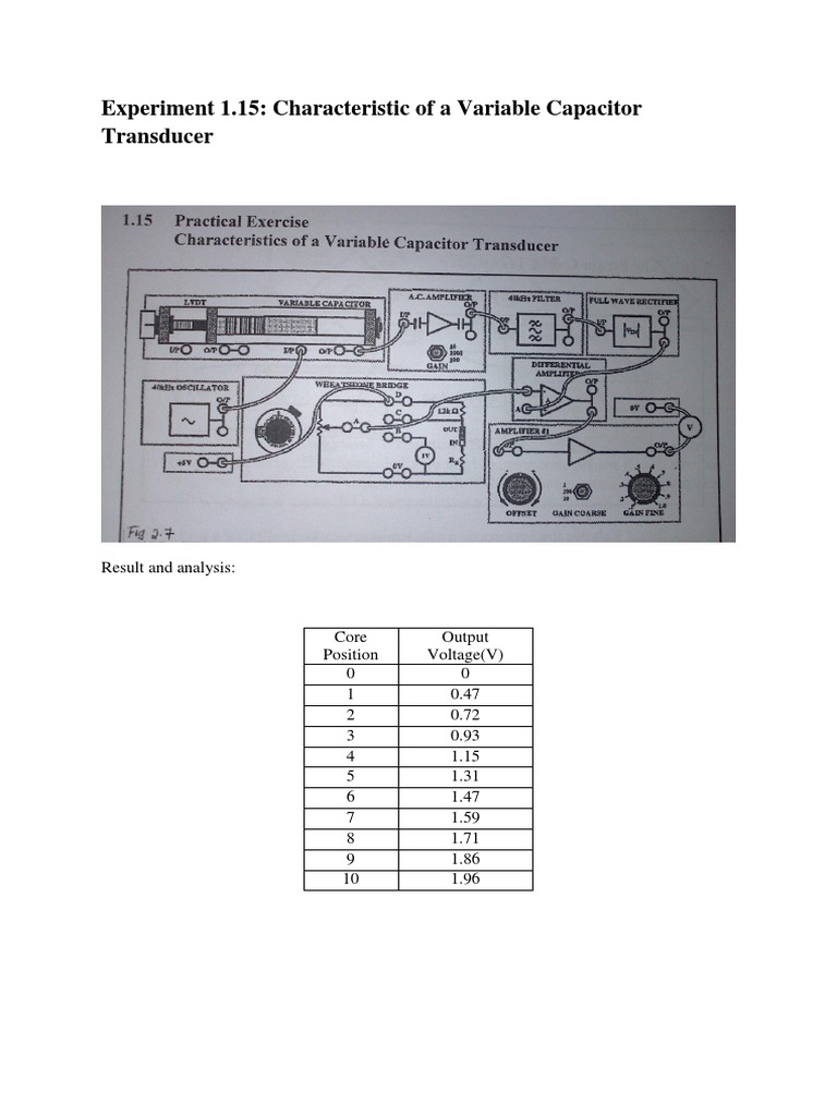 Variable Capacitor Transducer Analysis | PDF