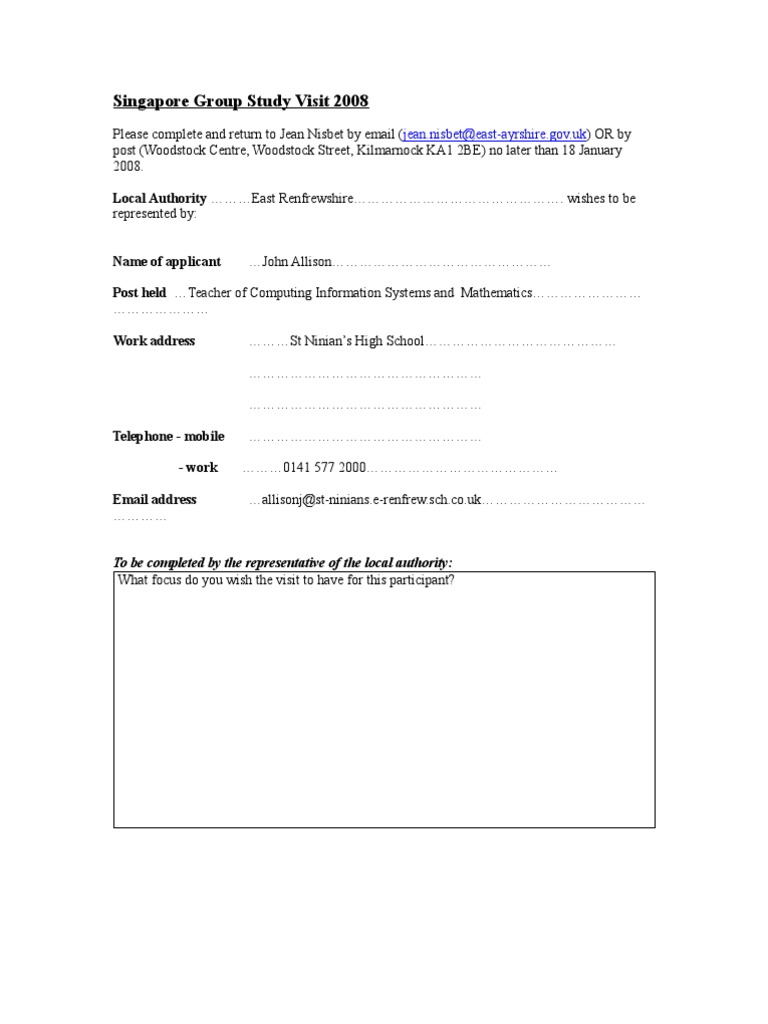 Singapore GSV 2008 Application | PDF | Educational Technology | Schools