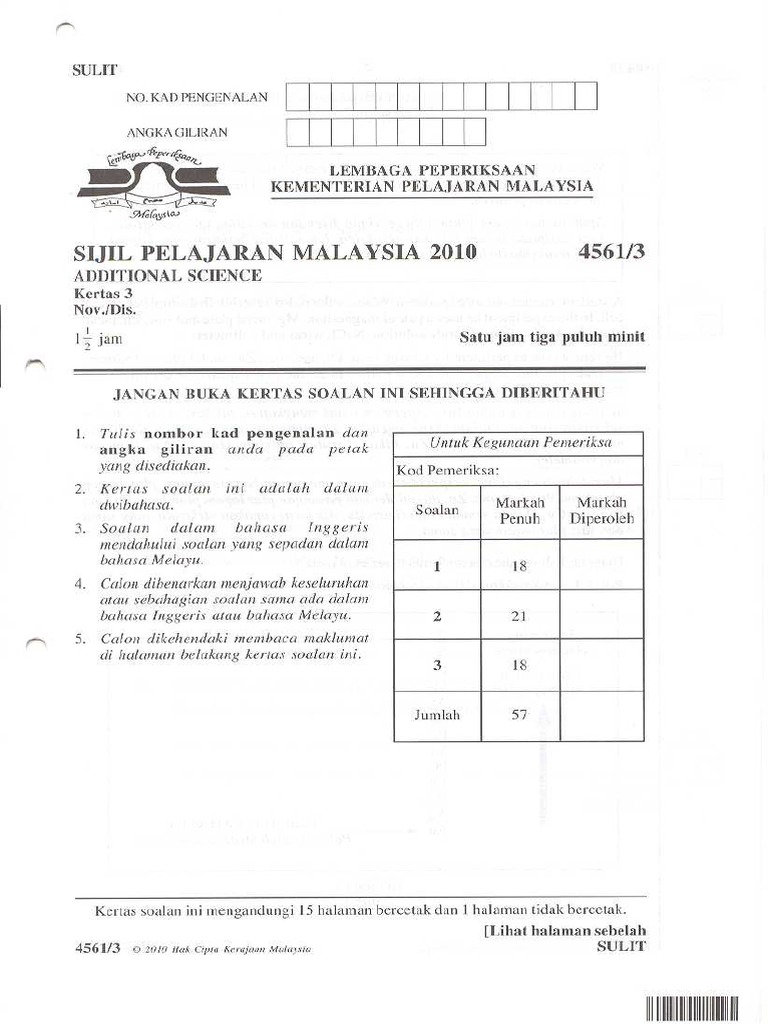 Additional Science 2010 SPM | PDF | Foreign Language Studies