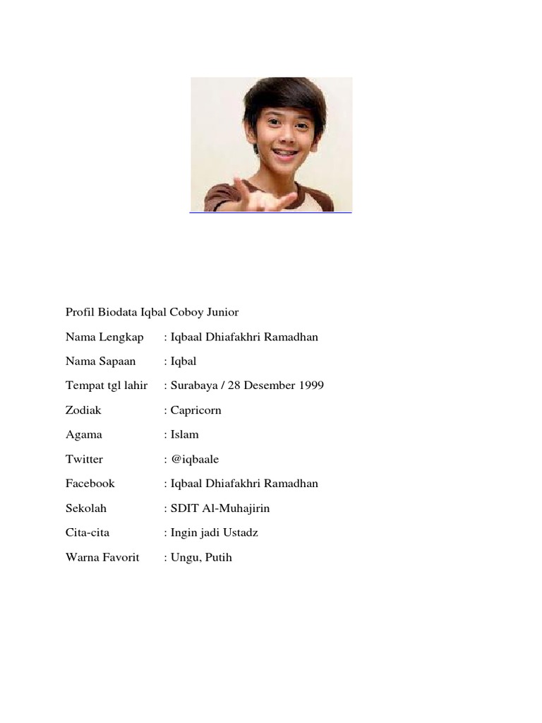 Profil Biodata Iqbal Coboy Junior