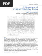 1.1. A Sequence of Critical Thinking Tasks JOHN BEAUMONT