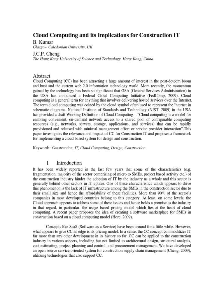 Cloud Computing in Construction IT Insights | PDF | Web Service | Cloud ...