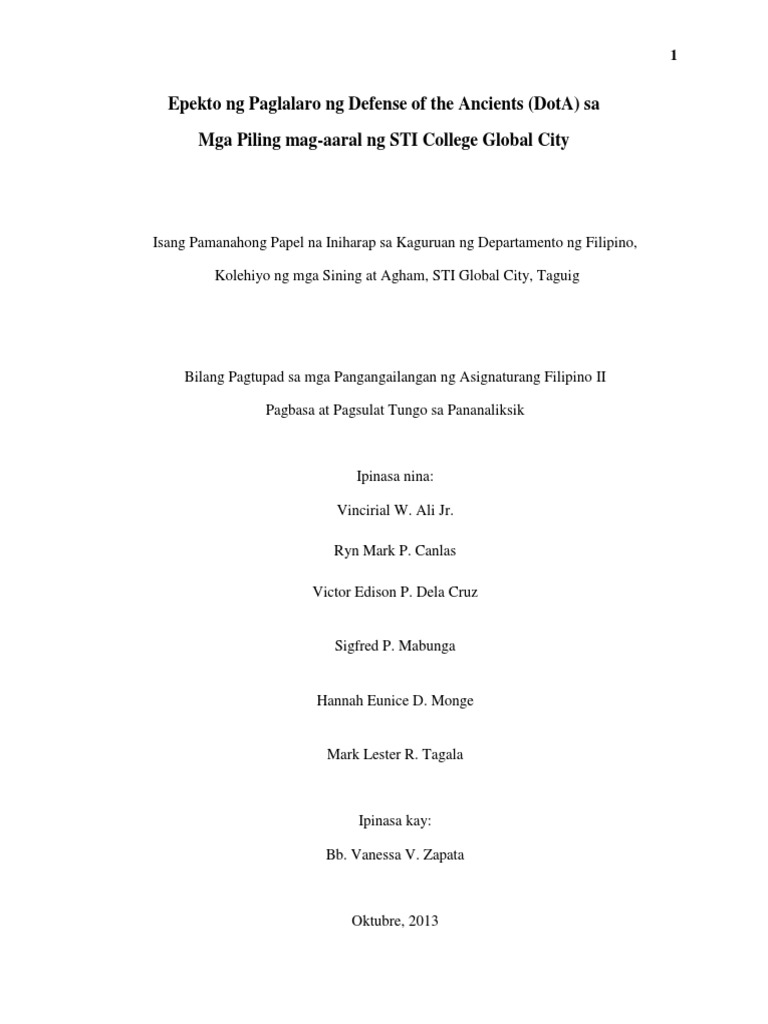 Halimbawa ng pamagat ng thesis sa filipino picture