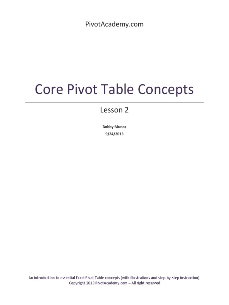 Core Pivot Table Concepts | PDF