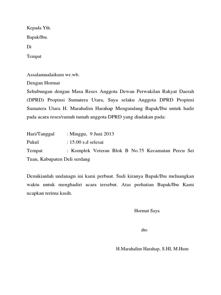 Undangan Reses