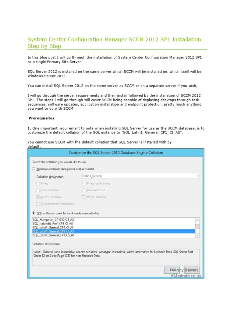 SCCM 2012 SP1 Installation Guide | PDF | Installation (Computer ...