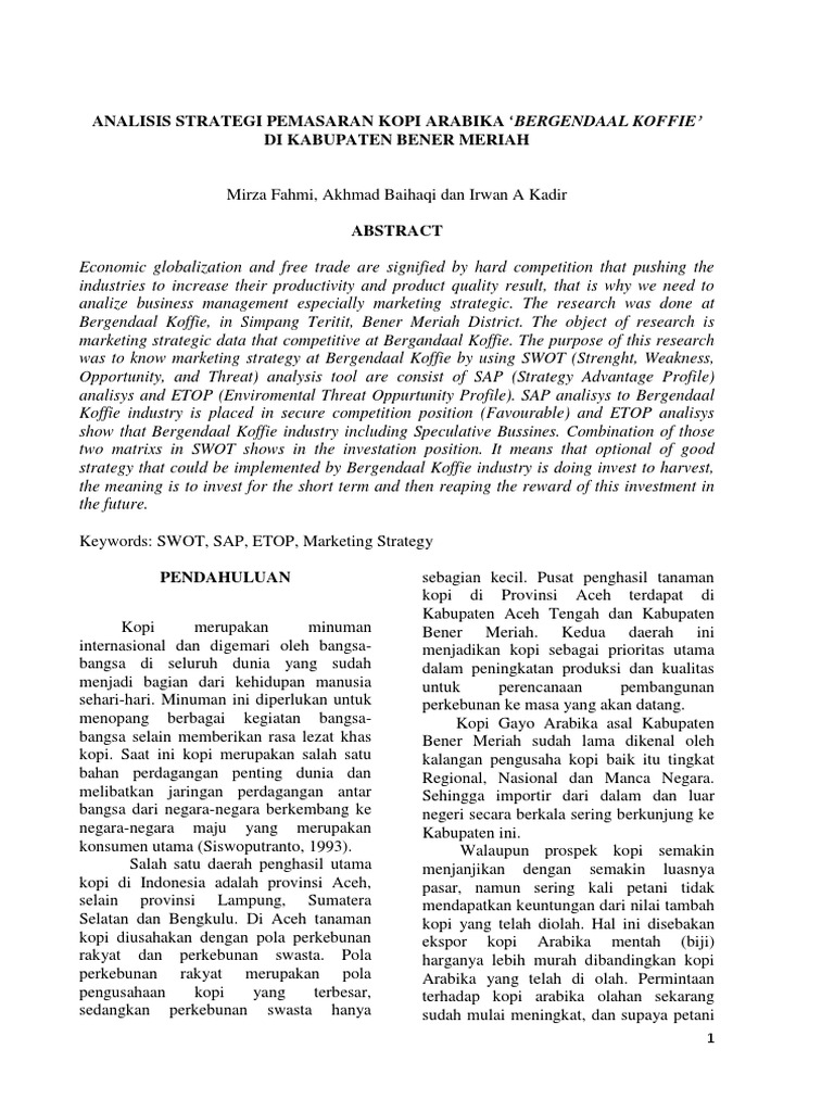 Analisis Strategi Pemasaran Kopi Arabika