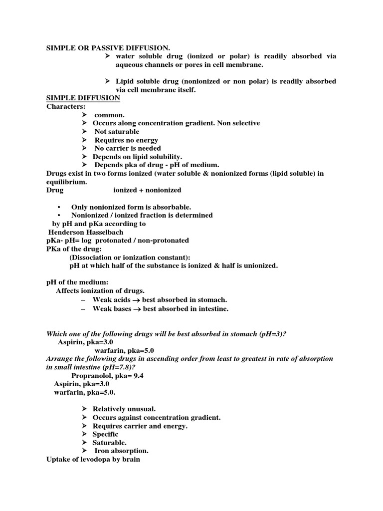 Simple and Passive Drug Diffusion Explained | PDF | Wellness