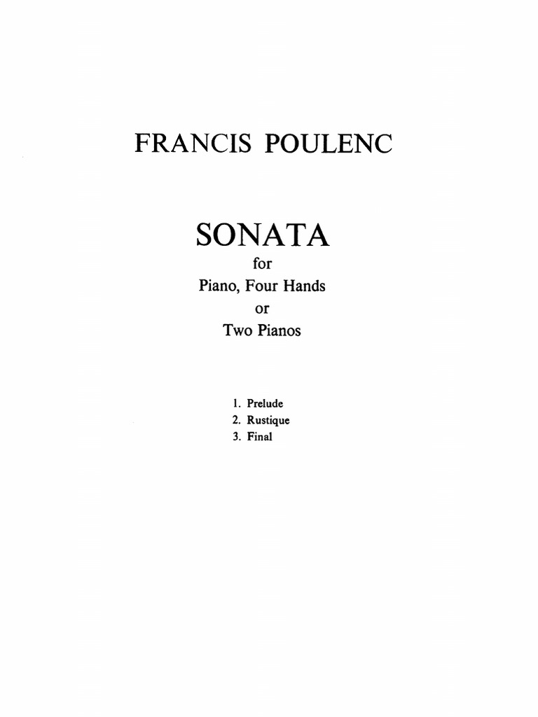 Poulenc - SONATA FOR FOUR HANDS | PDF