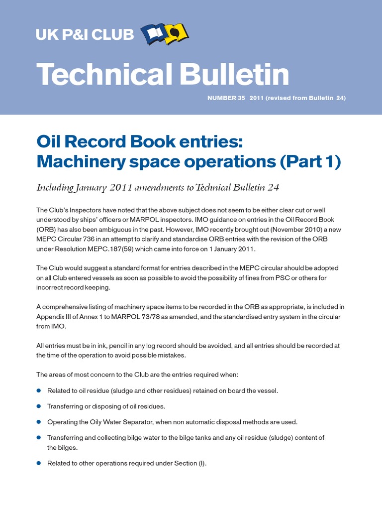 Oil Record Book entries Machinery space operations Fuel Oil Waste
